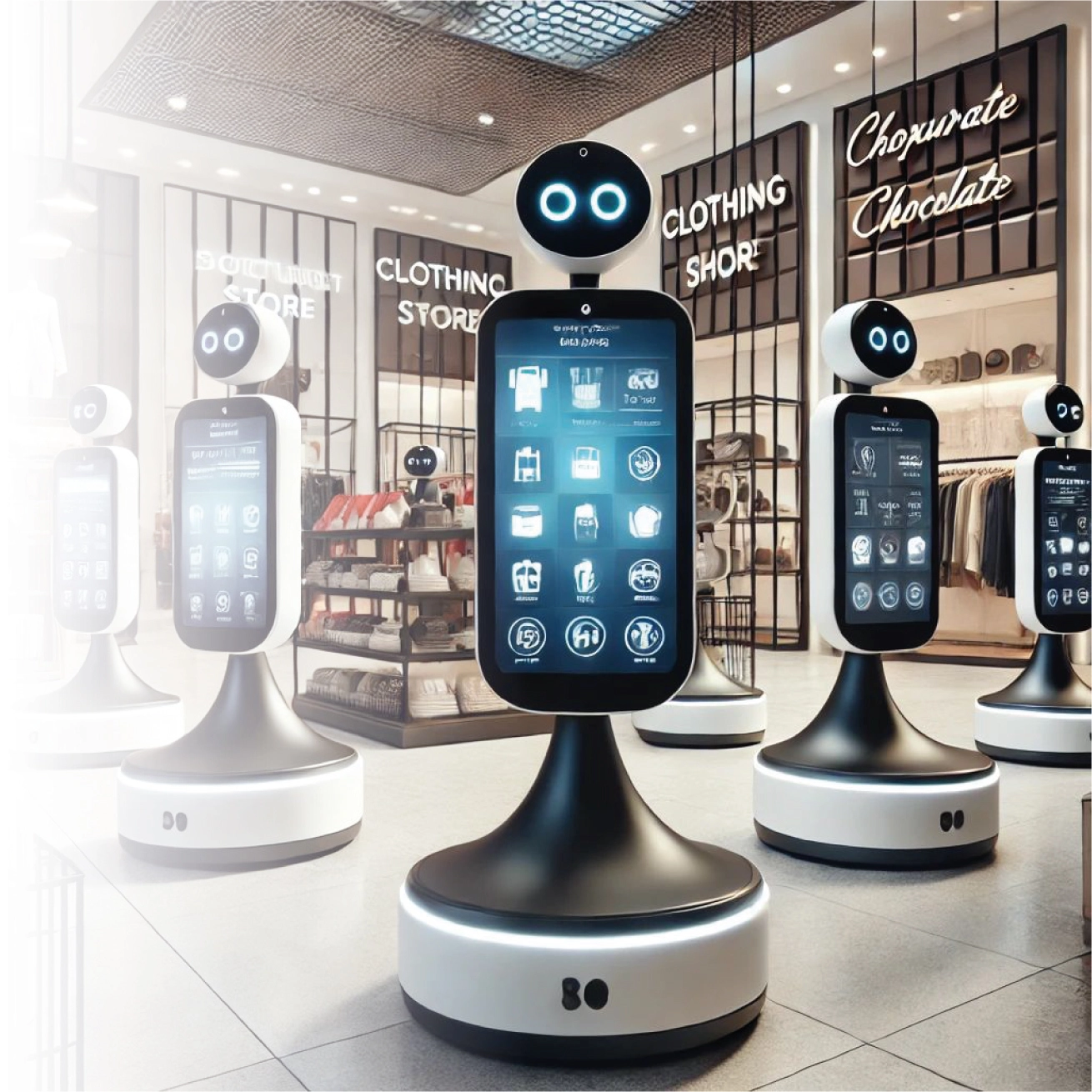AI-powered smart robots in retail store